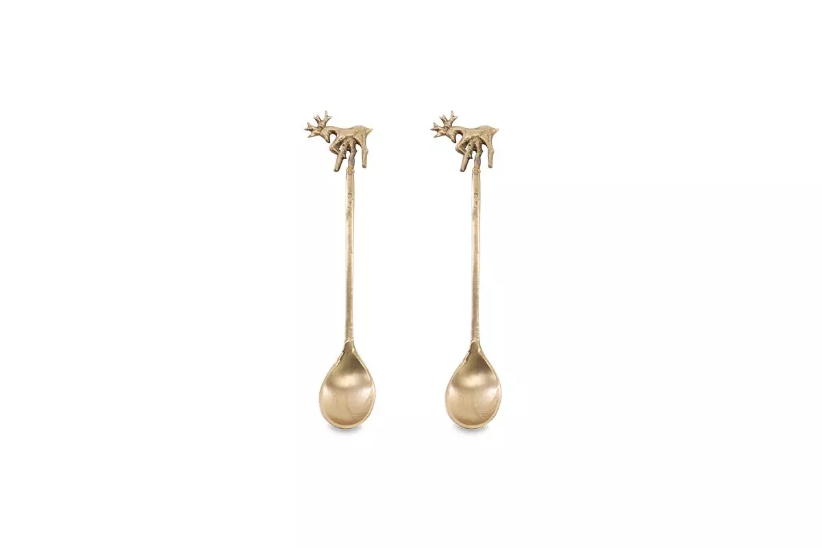 Nkuku Stag Brass Spoons (Set Of 2) 7 Nkuku Stag Brass Spoons (Set Of 2)