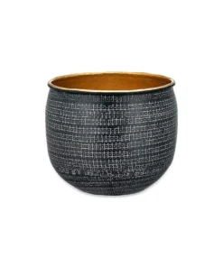 Nkuku Tembesi Etched Planter - Antique Black & Brass 11 Nkuku Tembesi Etched Planter - Antique Black & Brass