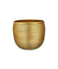 Nkuku Home Accessories Tembesi Etched Planter - Antique Brass