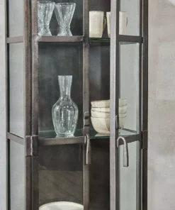 Nkuku Tiko Iron & Glass Tall Cabinet Living Room