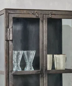 Nkuku Tiko Iron & Glass Tall Cabinet Living Room