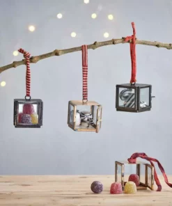 Nkuku Gifts Under £50 Tiny Kiko Box Decorations - Brass (Set Of 2)