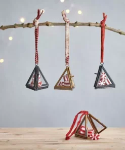 Nkuku Gifts Under £50 Tiny Kiko Triangular Decorations (Set Of 2)