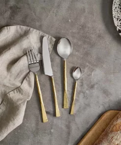 Nkuku Tableware Usa Cutlery Set - Brushed Gold (Set Of 16)
