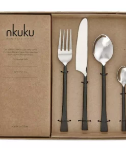 Nkuku Usa Cutlery Set - Black (Set Of 16) Tableware