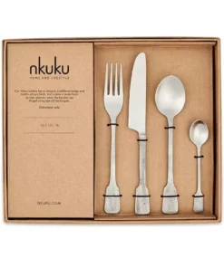 Nkuku Veeta Cutlery Set - Brushed Silver (Set Of 16) Tableware