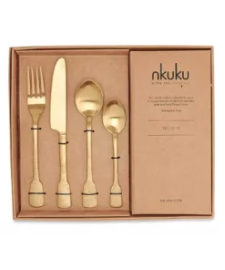 Nkuku Tableware Veeta Cutlery Set - Brushed Gold (Set Of 16)