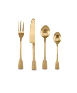 Nkuku Tableware Veeta Cutlery Set - Brushed Gold (Set Of 16)