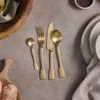 Nkuku Tableware Veeta Cutlery Set - Brushed Gold (Set Of 16)