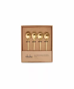 Nkuku Veeta Teaspoon Set - Brushed Gold (Set Of 4) Tableware