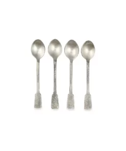 Nkuku Tableware Veeta Teaspoon Set - Brushed Silver (Set Of 4)