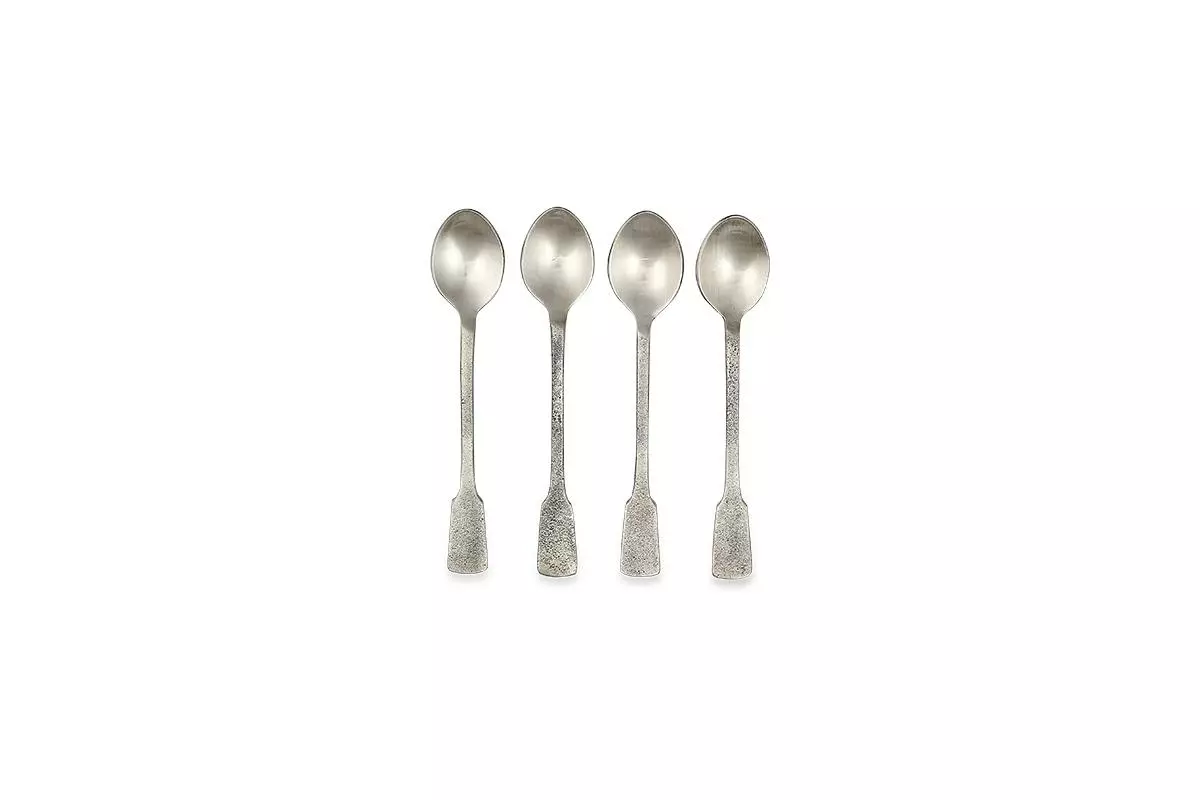 Nkuku Tableware Veeta Teaspoon Set - Brushed Silver (Set Of 4) 4 Nkuku Tableware Veeta Teaspoon Set - Brushed Silver (Set Of 4)