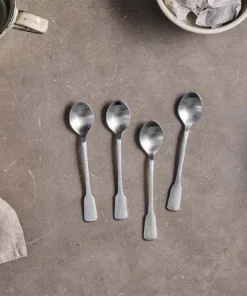 Nkuku Tableware Veeta Teaspoon Set - Brushed Silver (Set Of 4)