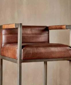 Nkuku Wamma Leather Bar Chair
