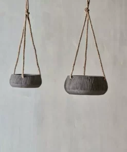 Nkuku Wampu Hanging Planter - Distressed Brown / Black Home Accessories