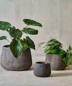 Nkuku Wampu Wide Planter - Distressed Brown / Black Planters & Vases