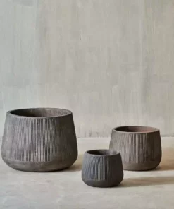 Nkuku Wampu Wide Planter - Distressed Brown / Black Planters & Vases