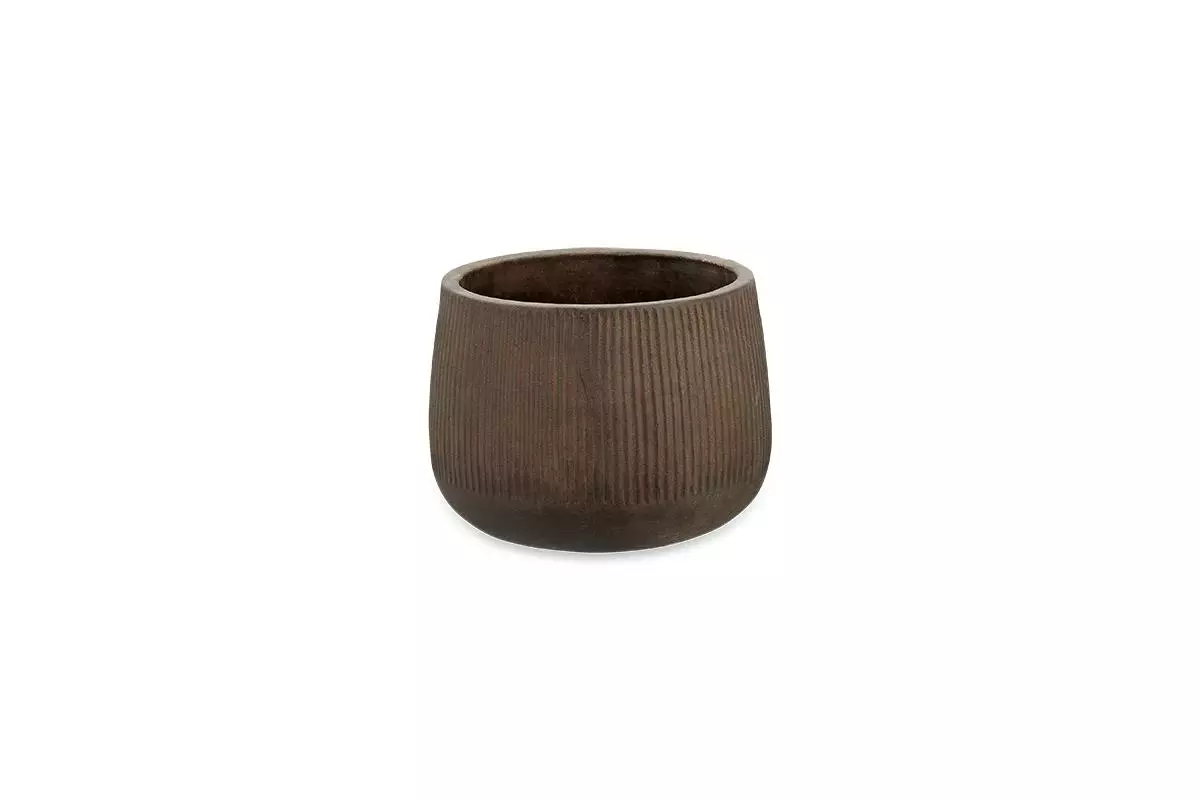 Nkuku Wampu Wide Planter - Distressed Brown / Black Planters & Vases 11 Nkuku Wampu Wide Planter - Distressed Brown / Black Planters & Vases
