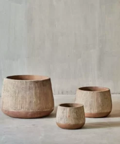 Nkuku Wampu Wide Planter - Distressed Terracotta Planters & Vases