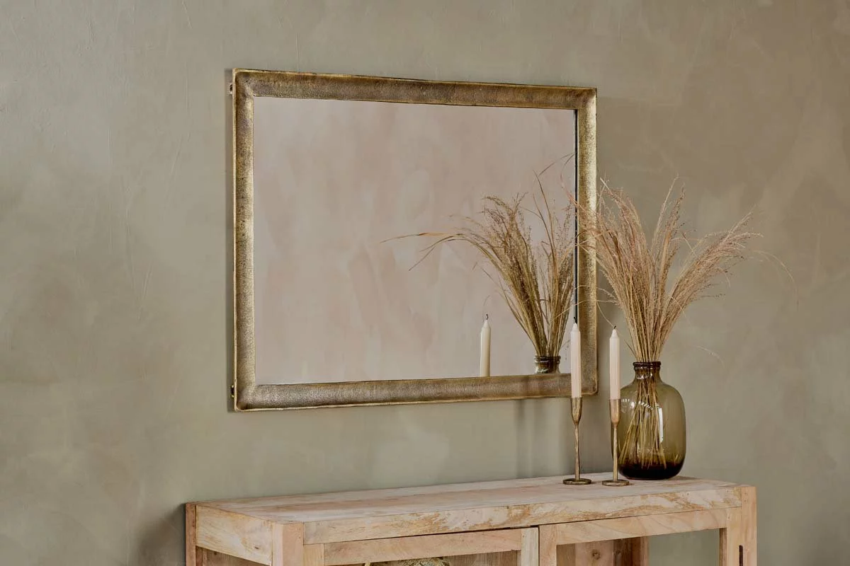Nkuku Yadur Rectangular Mirror - Antique Brass - Large Home Accessories 3 Nkuku Yadur Rectangular Mirror - Antique Brass - Large Home Accessories