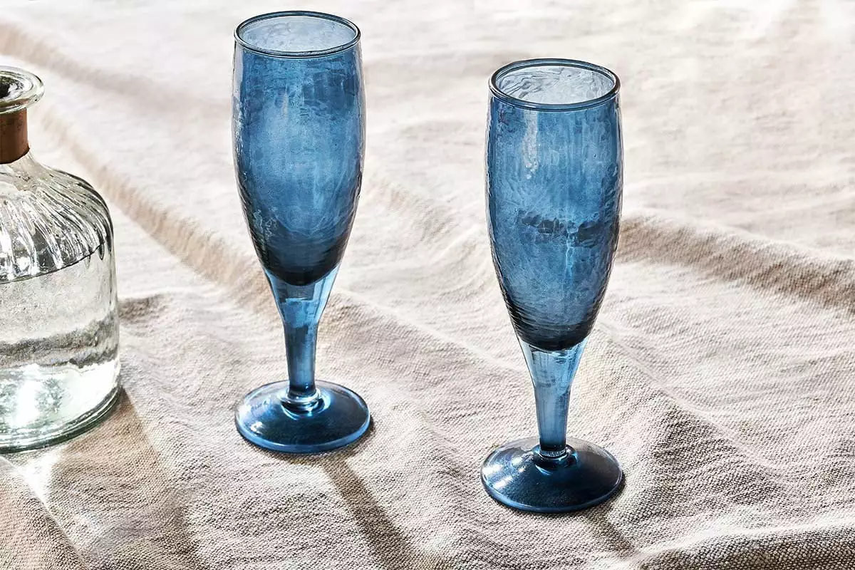 Nkuku Yala Hammered Champagne Glass - Indigo (Set Of 4) Tableware 4 Nkuku Yala Hammered Champagne Glass - Indigo (Set Of 4) Tableware