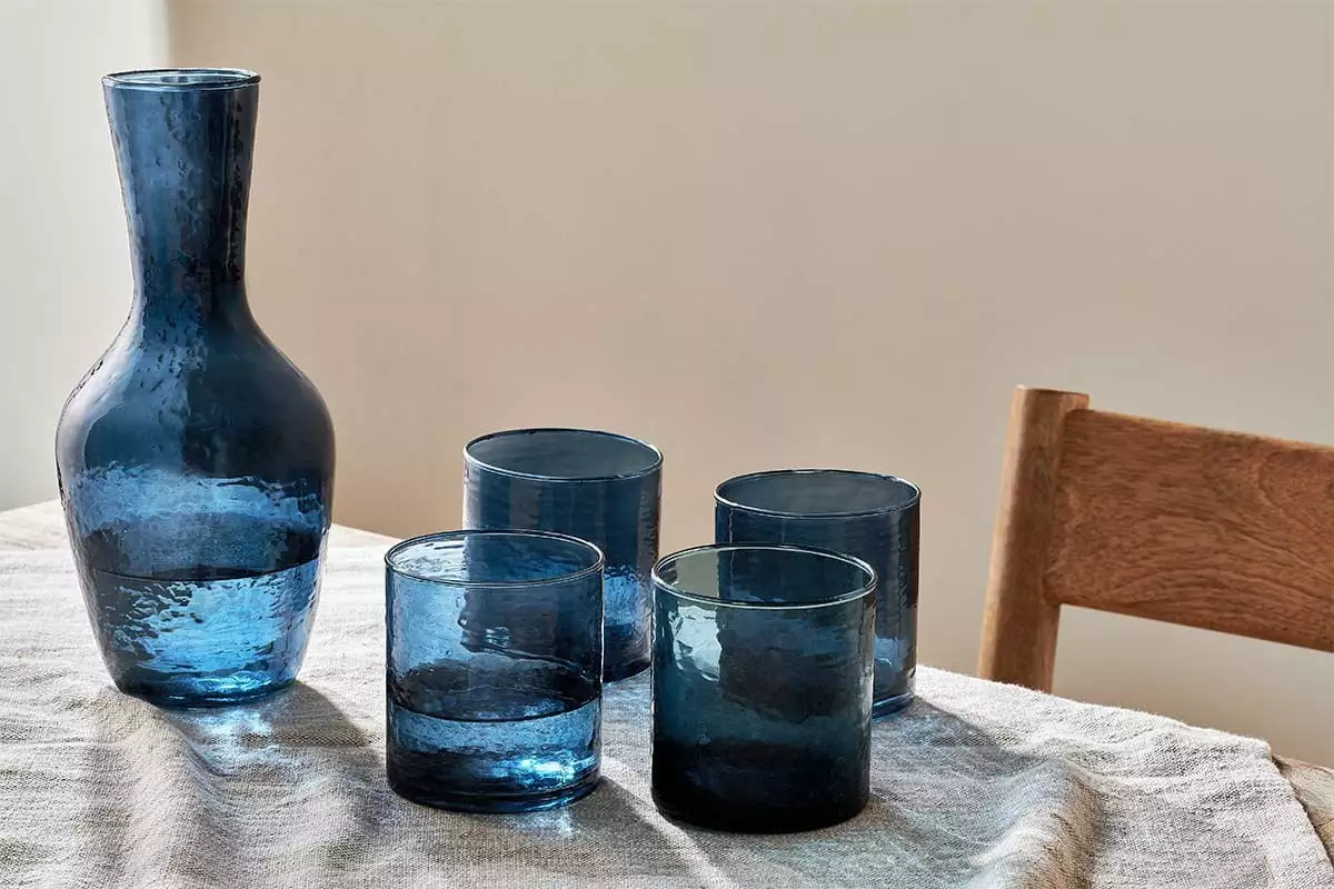 Nkuku Yala Hammered Tumbler - Indigo (Set Of 4) 3 Nkuku Yala Hammered Tumbler - Indigo (Set Of 4)