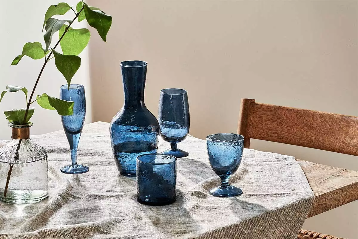 Nkuku Yala Hammered Tumbler - Indigo (Set Of 4) 5 Nkuku Yala Hammered Tumbler - Indigo (Set Of 4)