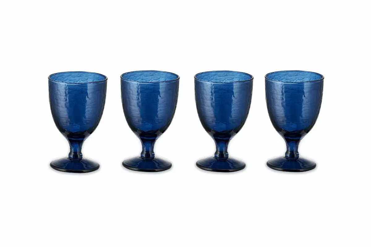 Nkuku Tableware Yala Hammered Wine Glass - Indigo (Set Of 4) 6 Nkuku Tableware Yala Hammered Wine Glass - Indigo (Set Of 4)