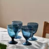 Nkuku Tableware Yala Hammered Wine Glass - Indigo (Set Of 4)
