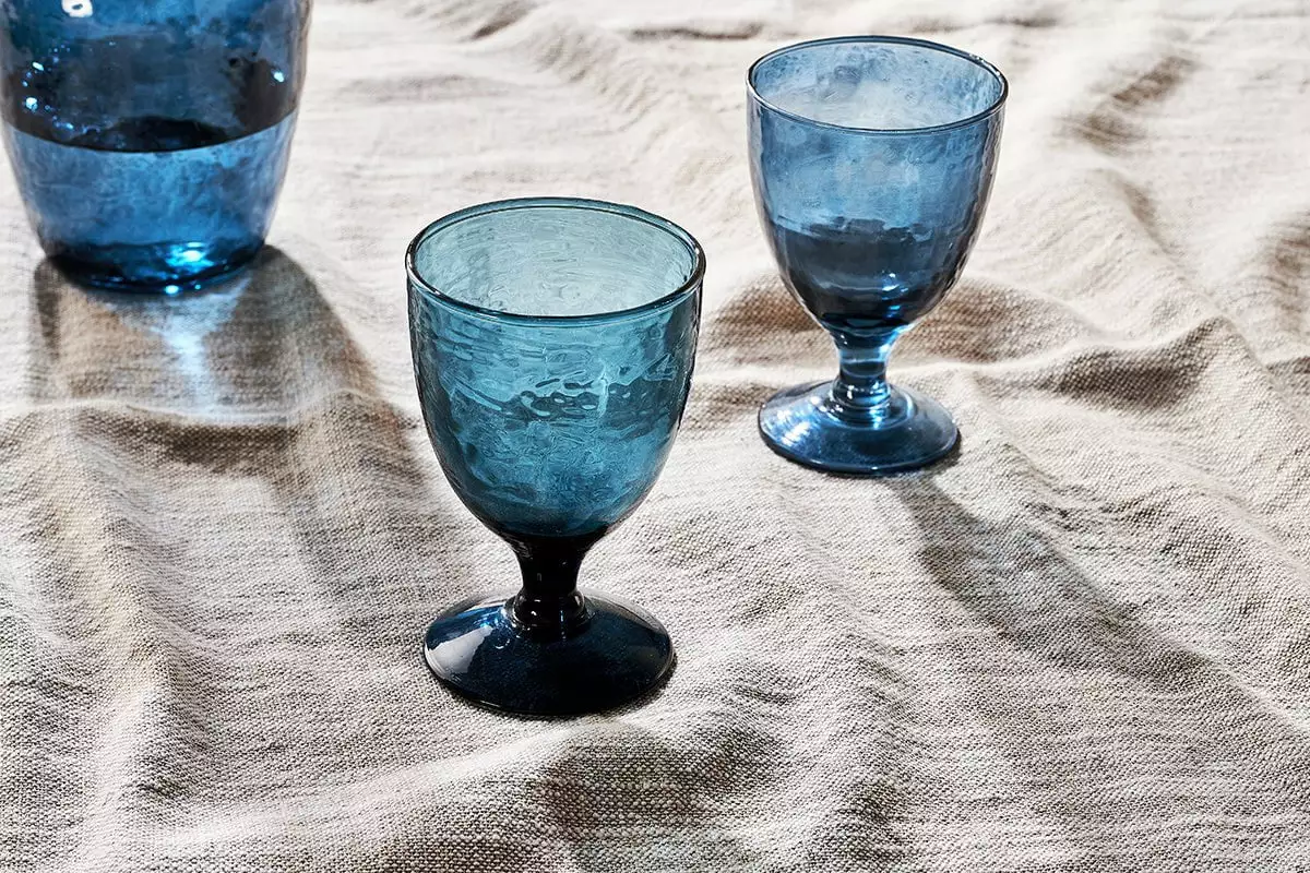 Nkuku Tableware Yala Hammered Wine Glass - Indigo (Set Of 4) 5 Nkuku Tableware Yala Hammered Wine Glass - Indigo (Set Of 4)