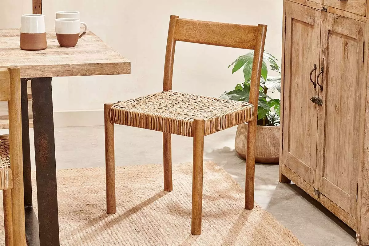 Nkuku New Arrivals Yana Mango Wood & Wicker Woven Chair 4 Nkuku New Arrivals Yana Mango Wood & Wicker Woven Chair