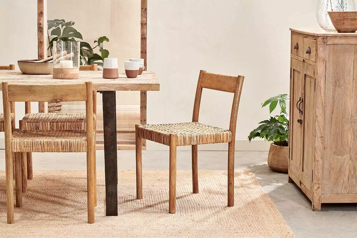 Nkuku New Arrivals Yana Mango Wood & Wicker Woven Chair 3 Nkuku New Arrivals Yana Mango Wood & Wicker Woven Chair